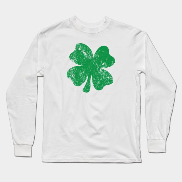 Green Four Leaf Clover DISTRESSED Long Sleeve T-Shirt by St_Patricks_Day17